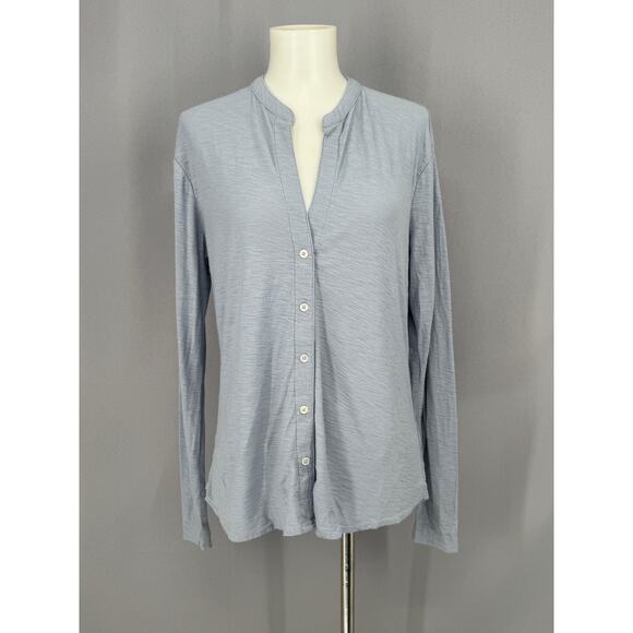 James Perse Shirt Womens 2 Medium Gray Button Front Long Sleeve Lightweight Top - Picture 1 of 9
